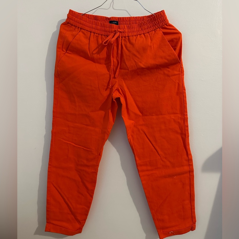 Red linen pants